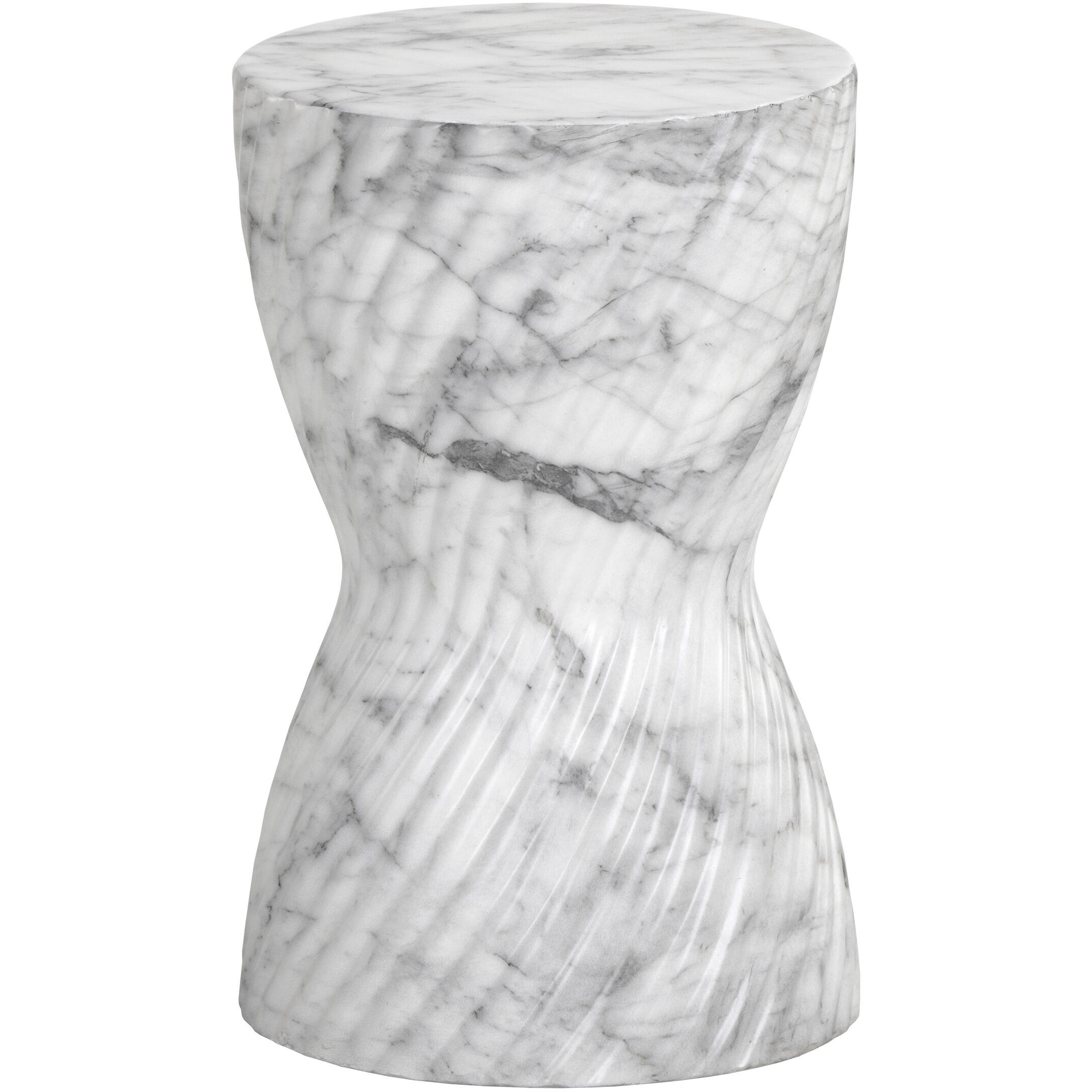 Cara 18.5 X 11.75 inch Marble Look / White Outdoor End Table
